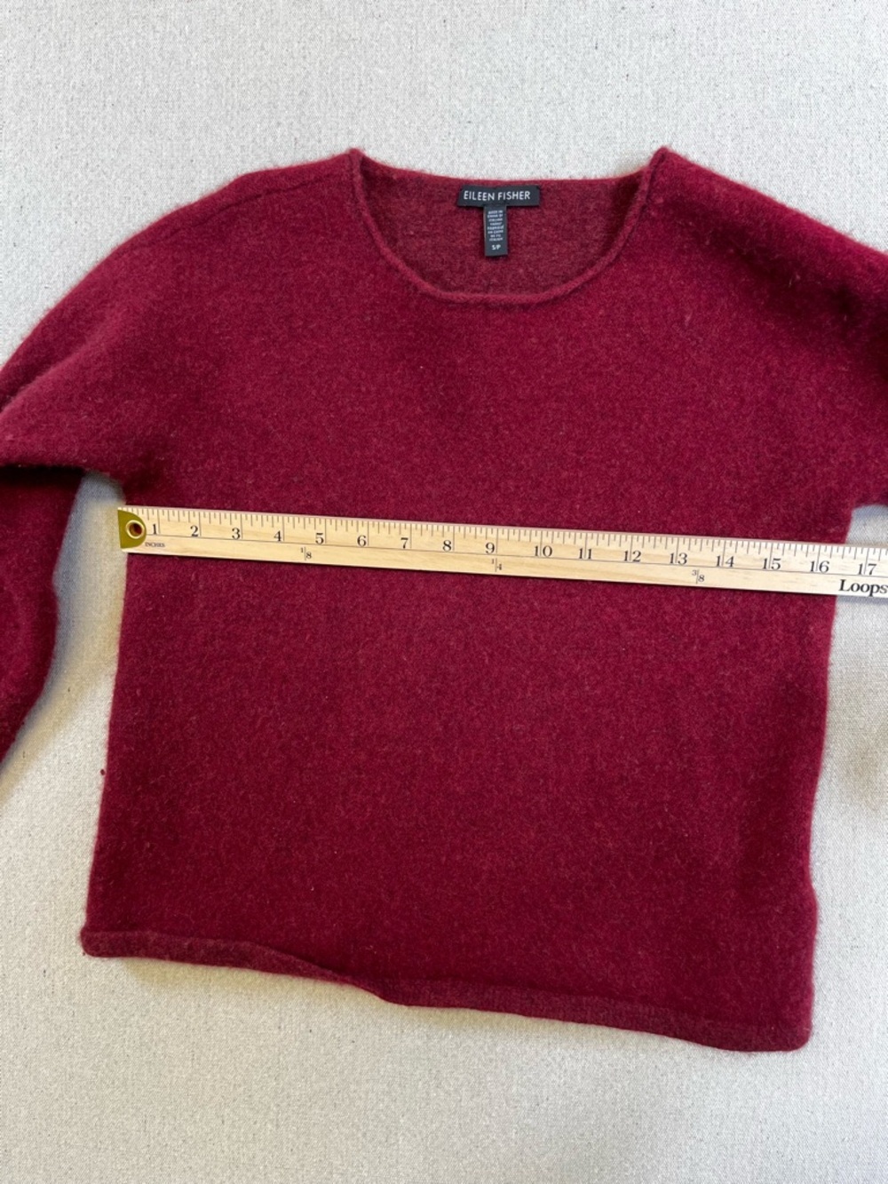 Eileen Fisher Red Cashmere Blend Sweater Women’s Small Crew Neck - Picture 5 of 9